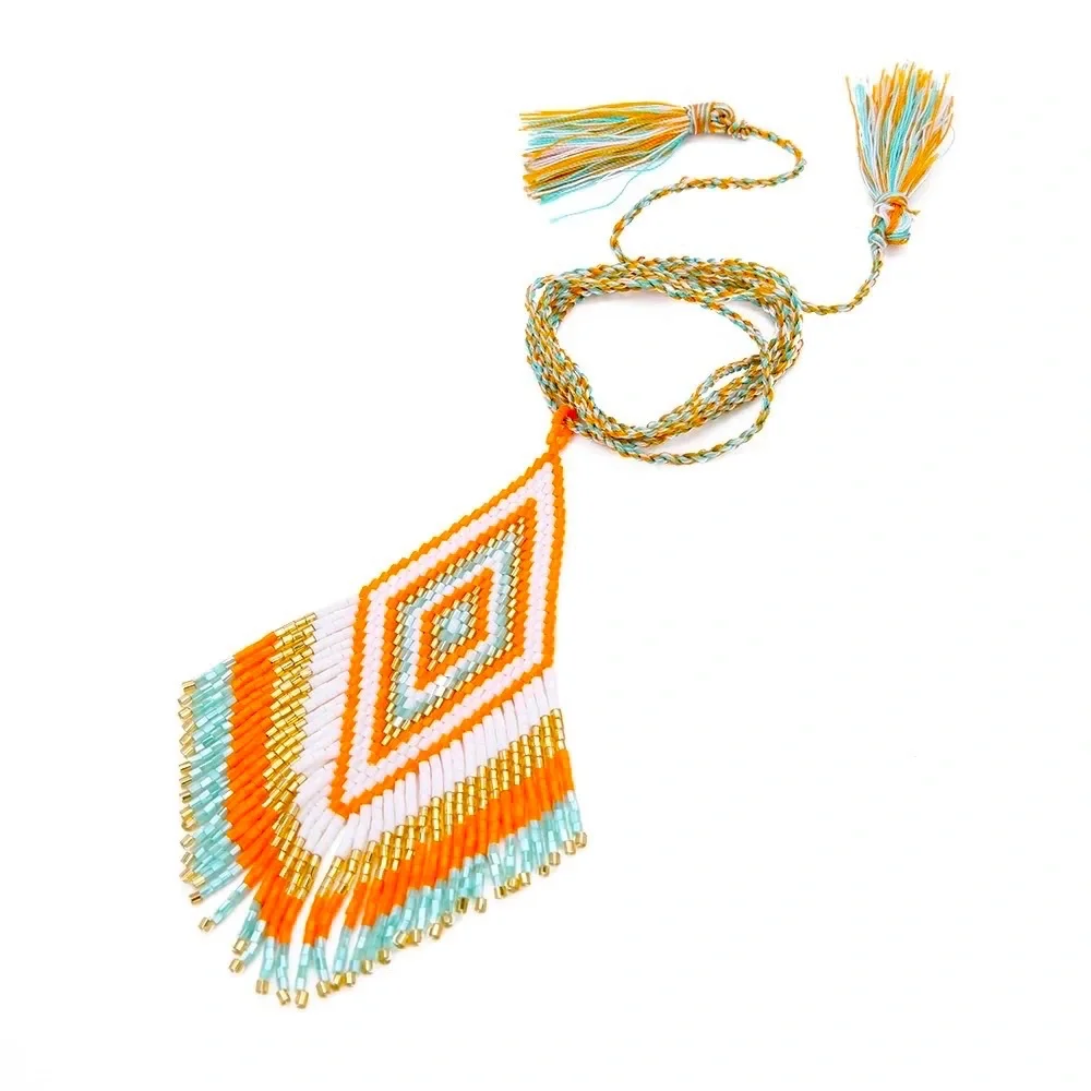 🍋2/$30 New Beaded Fringe Necklace - Picture 1 of 4